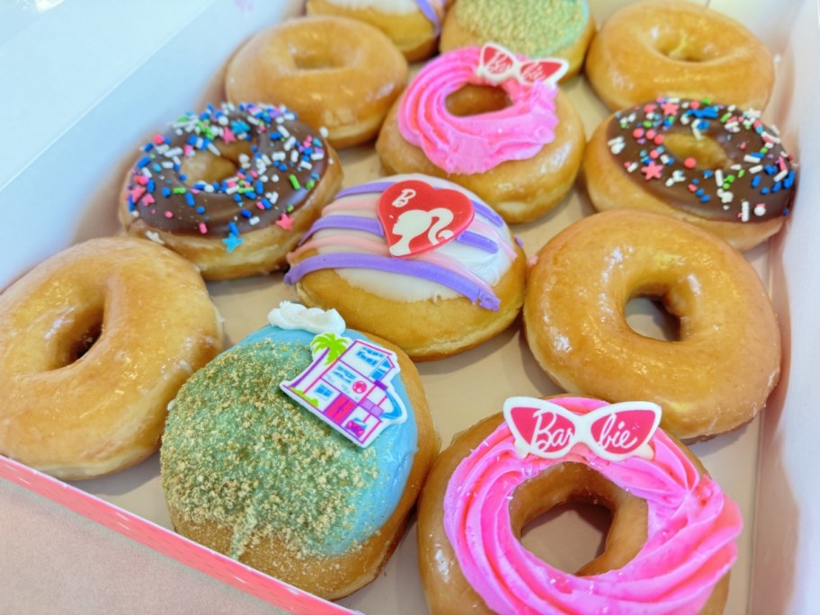 assorted barbie krispy kreme dozen donuts