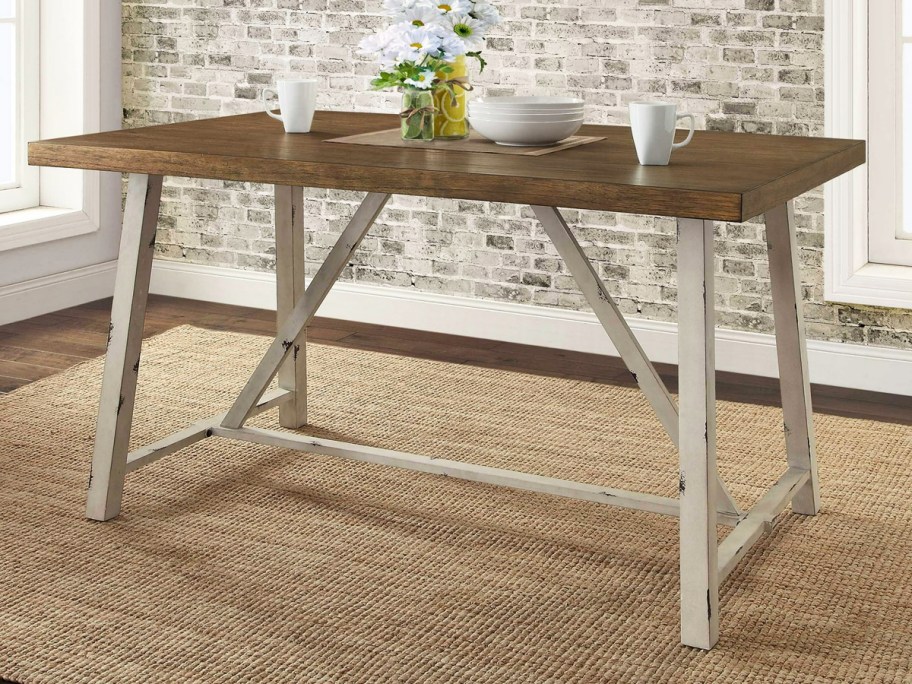 farmhouse dining table in dining room