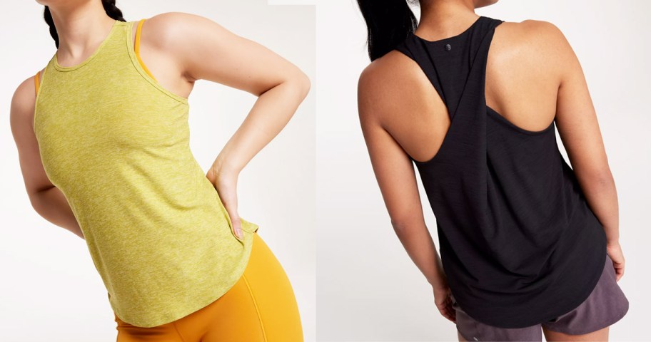 two women in yellow and black tank tops