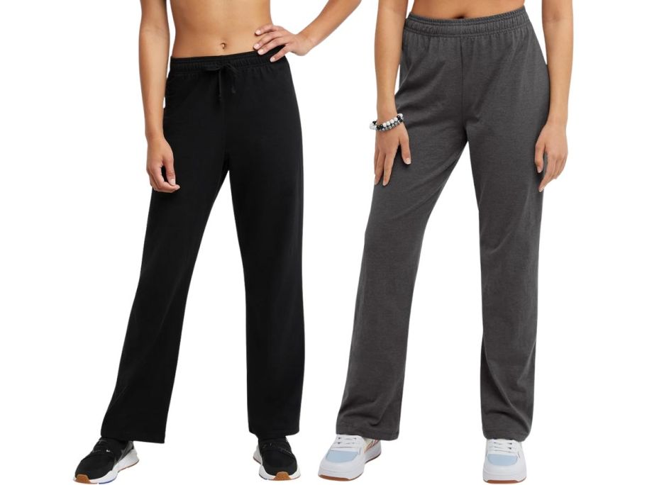 2 women wearing Champion sweatpants