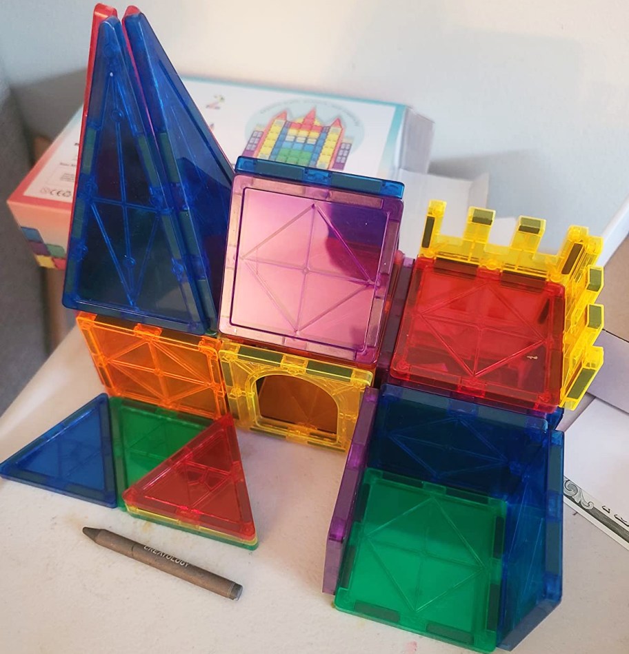 building made from colorful magnetic tiles