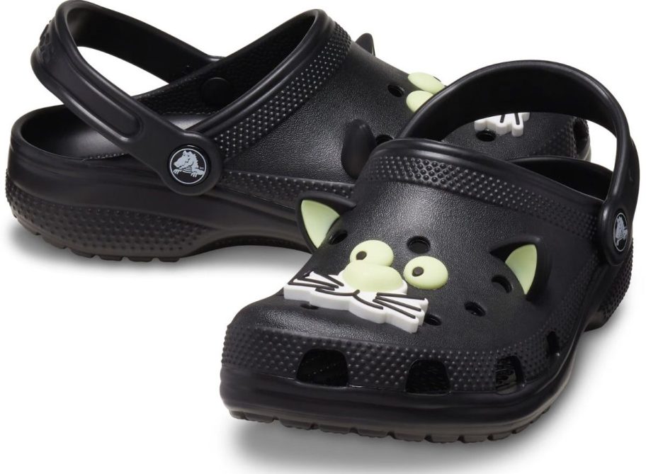 Stock image of Crocs Toddler Classic Glow-In-the-Dark Black Cat Clog