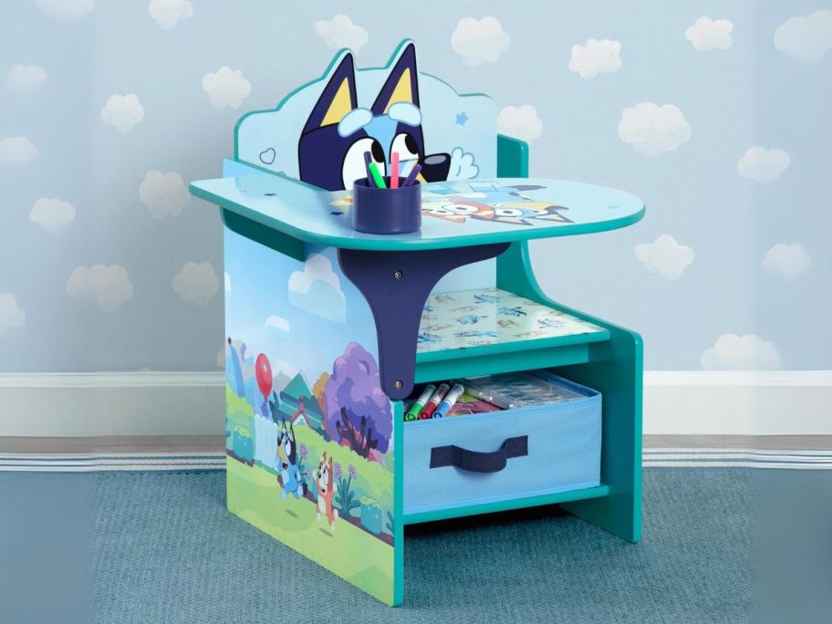 Delta Children Store Bluey Chair Desk w/ Storage Bin in room