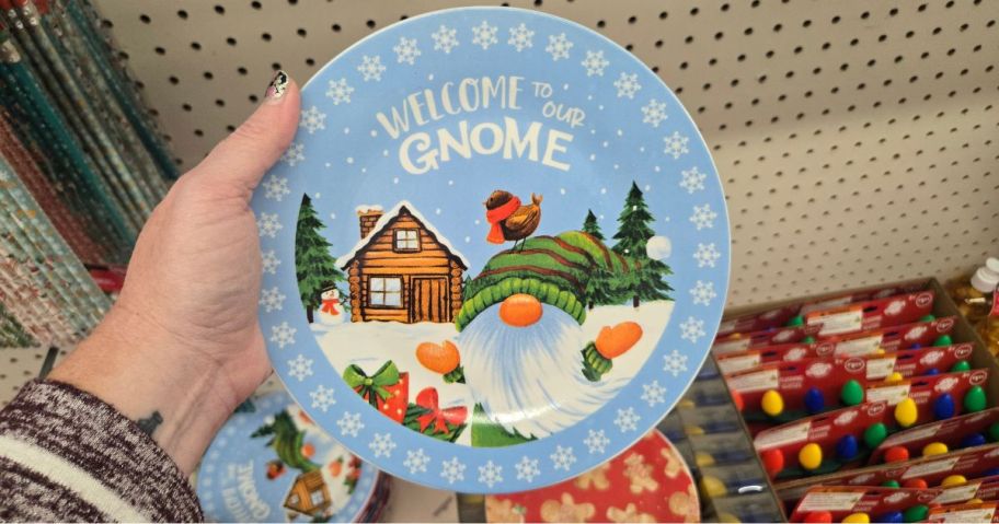 Dollar Tree Christmas Gnome Plate