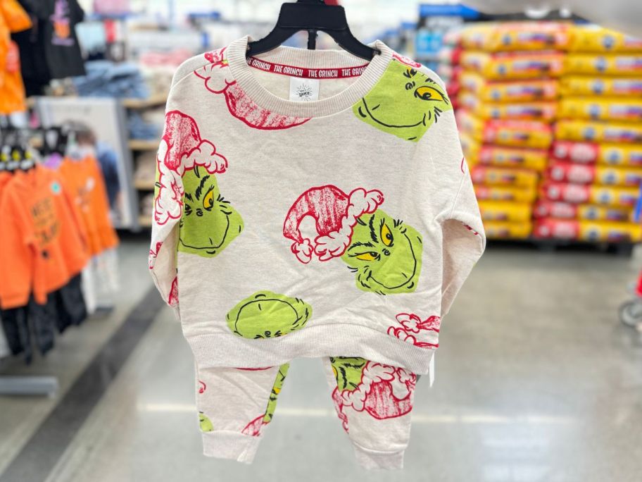 Dr. Seuss The Grinch Toddler Printed Sweatshirt & Jogger Set - Oatmeal Heather in store