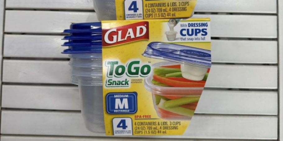 Glad Food Storage Container 4-Pack Just $3 on Amazon | Includes Built-In Dressing Cups!