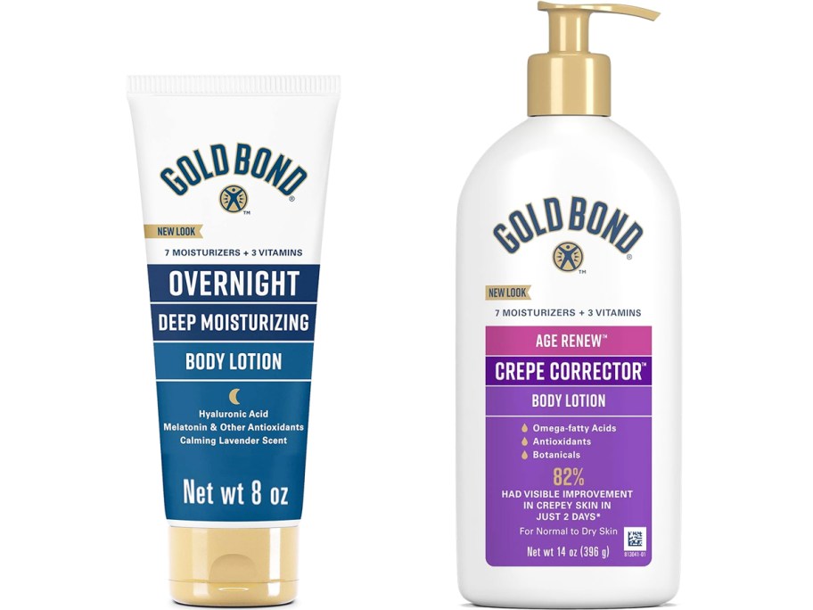 tube and bottle of Gold Bond body lotions