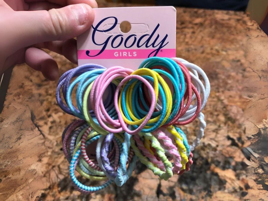 Goody Ouchless Elastic Kids Hair Ties 60-Pack in hand