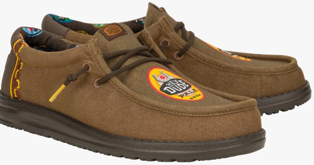 pair of brown HEYDUDE Men's Wally Octoberfest shoes