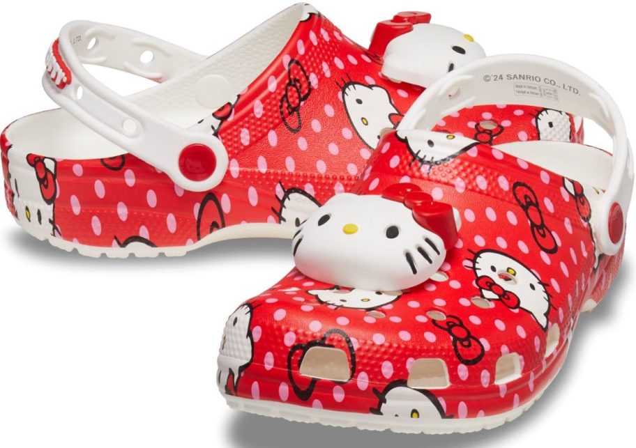 red hello kitty licensed character clogs stock image