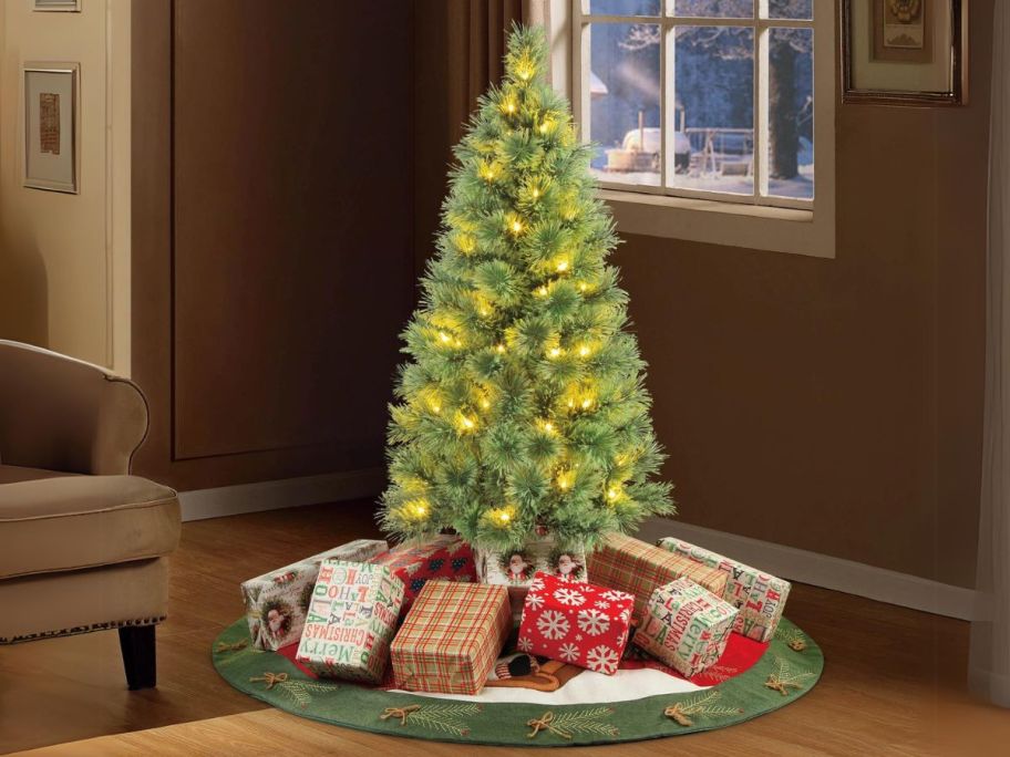 Holiday Time 4' Pre-Lit Canadian Cashmere Artificial Christmas Tree in living room