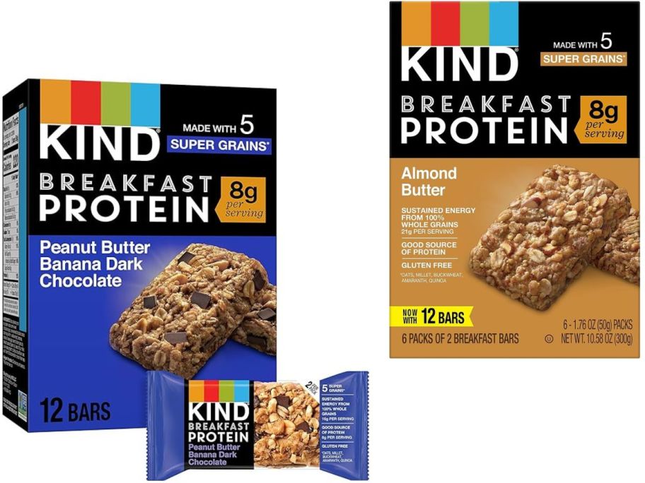 Stock images of two boxes of breakfast kind bars 