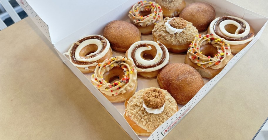 box full of krispy kreme fall donuts