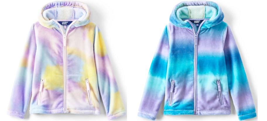 two watercolor fleece jackets