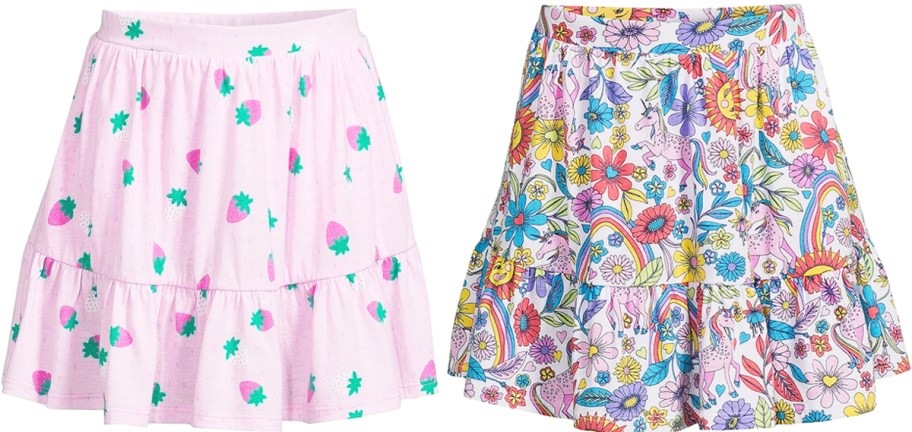 strawberry and unicorn print girls skorts