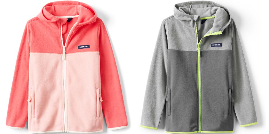 pink and grey fleece jackets