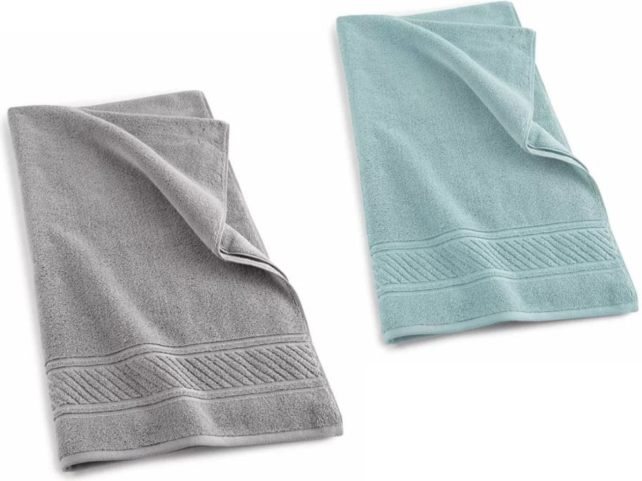 Stock images of two Martha Stewart Collection Spa 100% Cotton Bath Towels