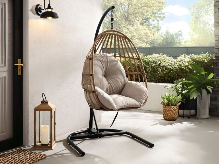 GO! Hanging Wicker Egg Chair w/ Cushion Only $148 Shipped on Walmart.online