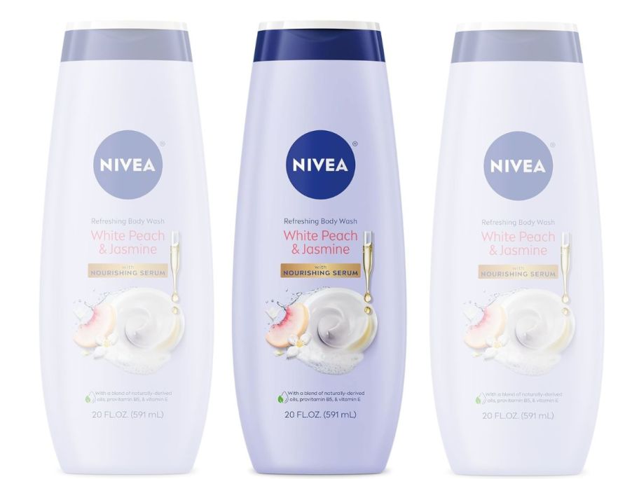 3 NIVEA White Peach & Jasmine Body Wash bottles