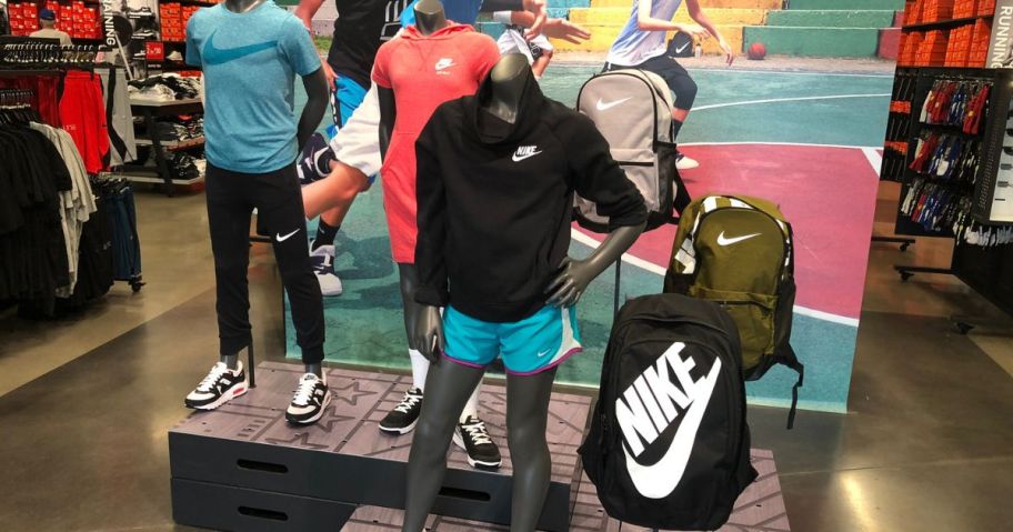 Kids mannequins wearing Nike clothing