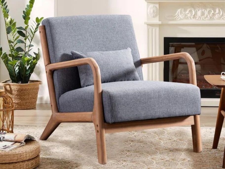 Sand & Stable Hertford 26" Wide Upholstered Linen Blend Accent Chair