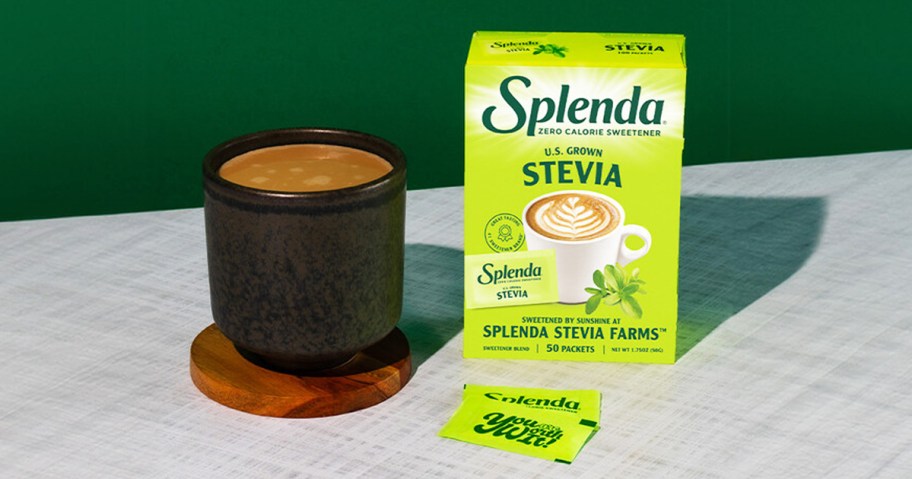 box of Splenda Stevia near coffee cup