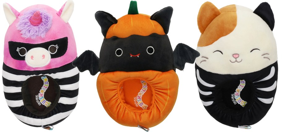 three Squishmallows Halloween Slippers