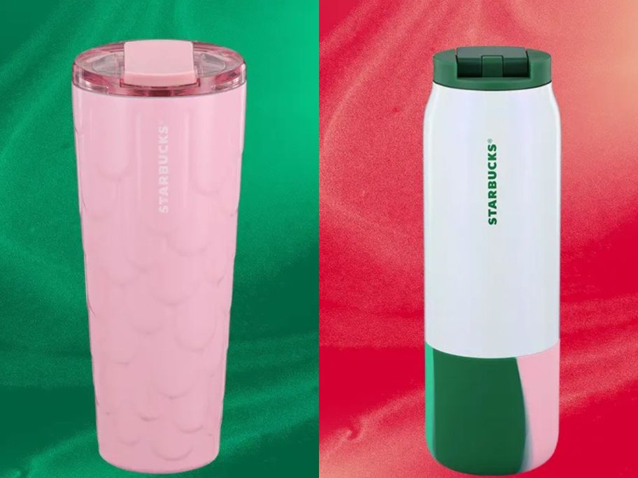 Starbucks Pink Siren and Pink and Green Sleeve Tumblers