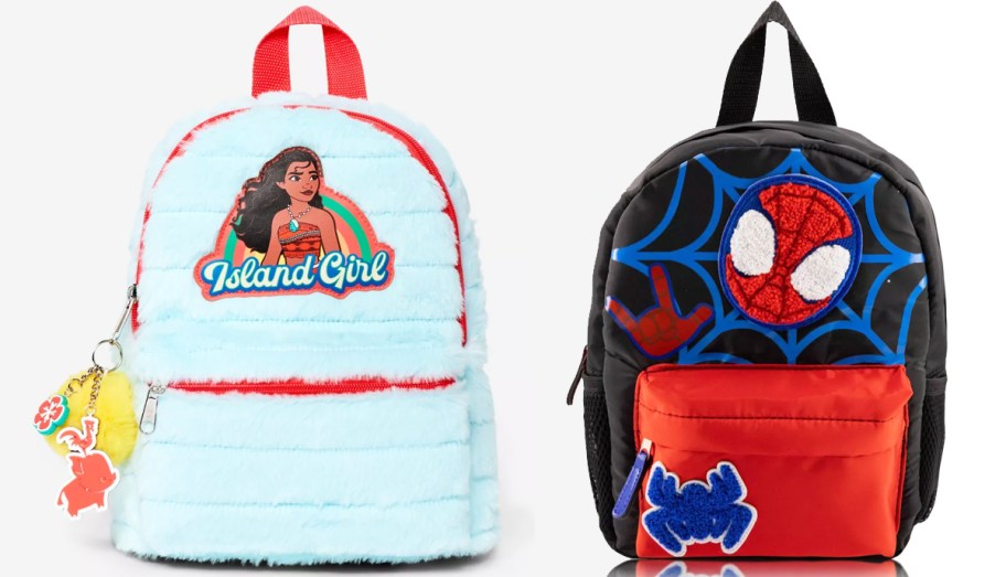 Moana and Spider-Man mini backpacks