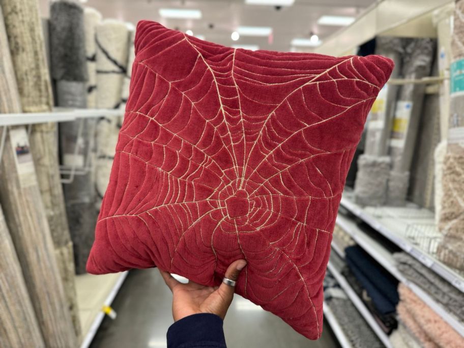 Threshold Embroidered Spiderweb Velvet Throw Pillow