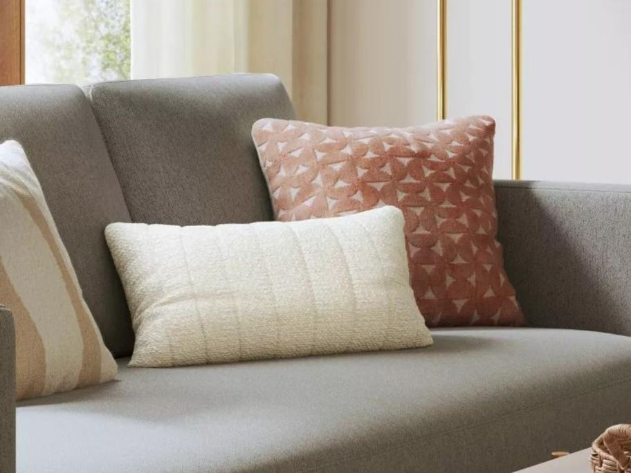 Threshold Oversized Textural Woven Throw Pillows on couch