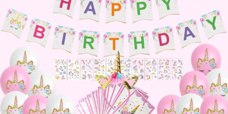 Up to 55% Off Party Supplies + Free Shipping | Unicorn Birthday 142-Piece Kit $12.99 Shipped (Reg. $30)