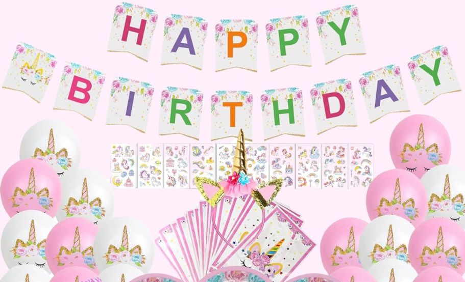 Up to 55% Off Party Supplies + Free Shipping | Unicorn Birthday 142-Piece Kit $12.99 Shipped (Reg. $30)