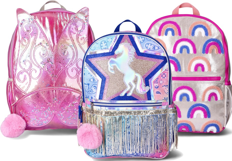 fairy, unicorn, and rainbow backpacks