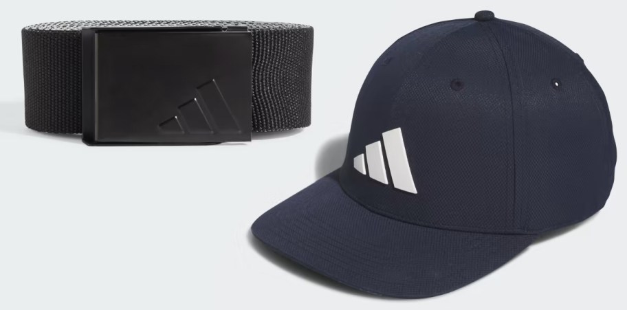 adidas Reversible Webbing Belt and Tour Snapback Hat