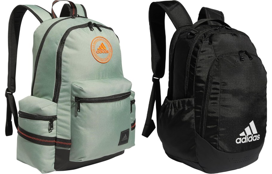 green and black backpacks