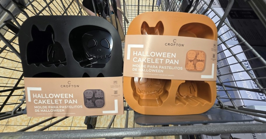 Halloween mini cake silicone baking pans in a shopping cart