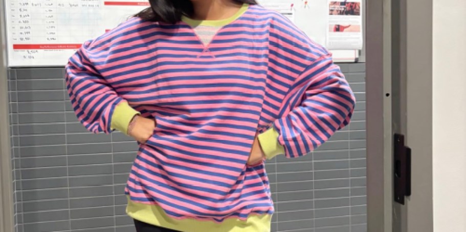 Oversized Striped Sweatshirt Only $12.99 on Amazon (Reg. $20)