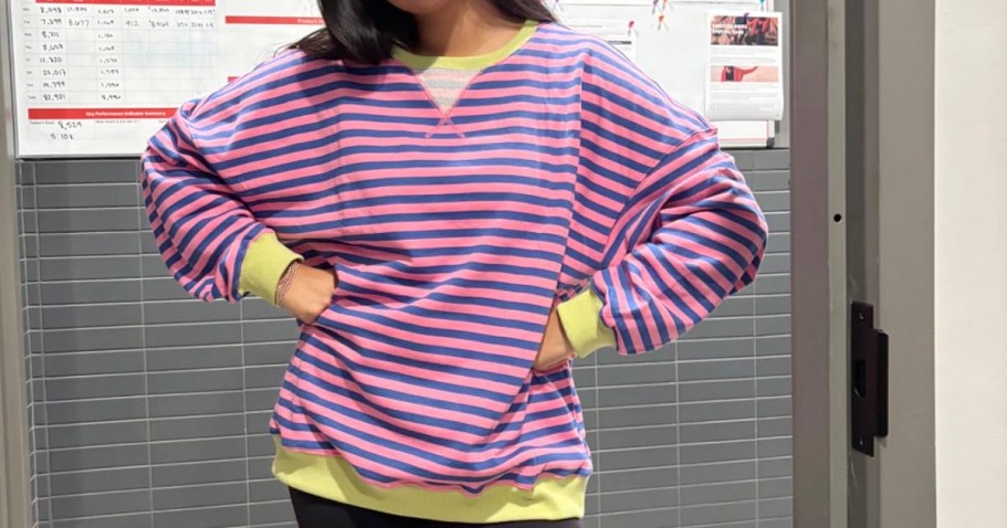 Oversized Striped Sweatshirt Only $12.99 on Amazon (Reg. $20)