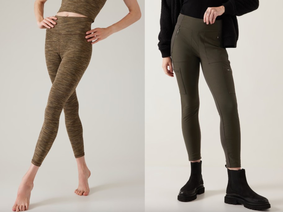 olive leggings and cargo leggings