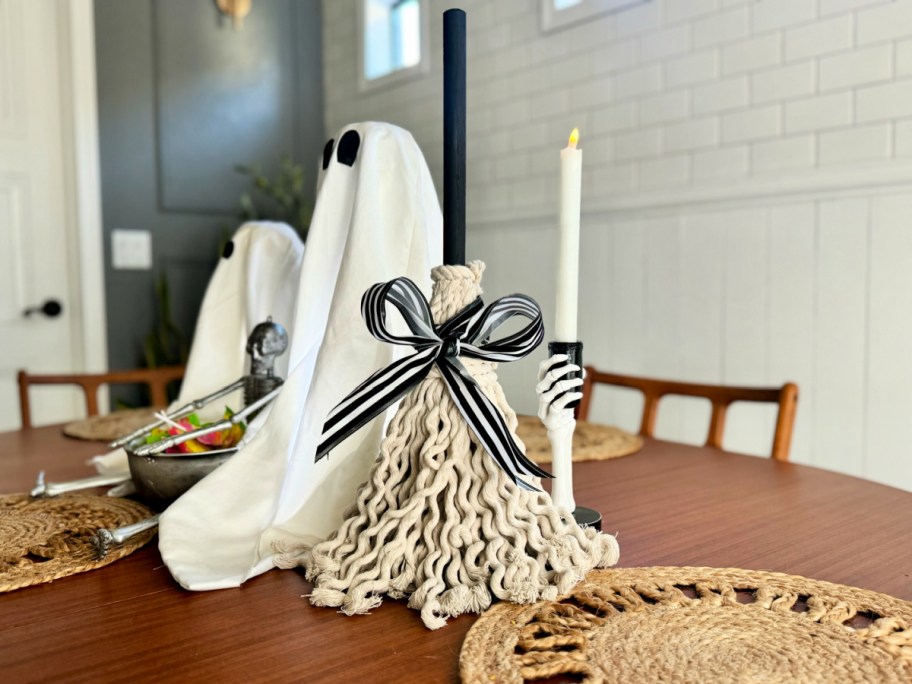 black and white dollar tree plunger witch broom craft