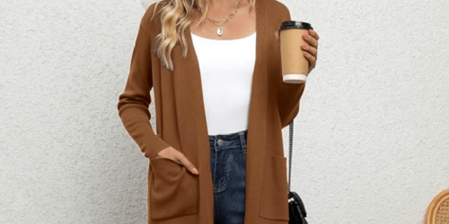 Women’s Open Front Cardigan Only $15.99 on Amazon | 19 Color Choices!