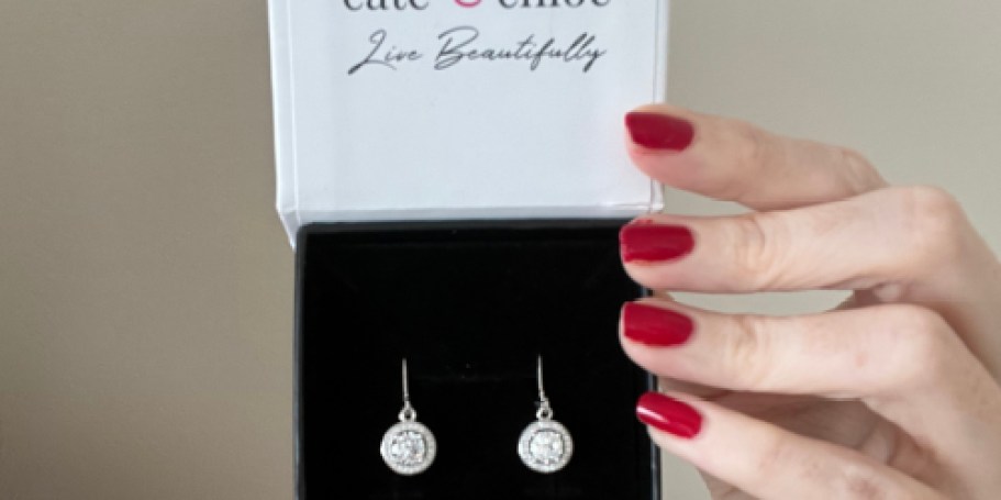 Cate & Chloe Halo Drop Earrings + Gift Box Only $18 Shipped (Great for Sensitive Ears)