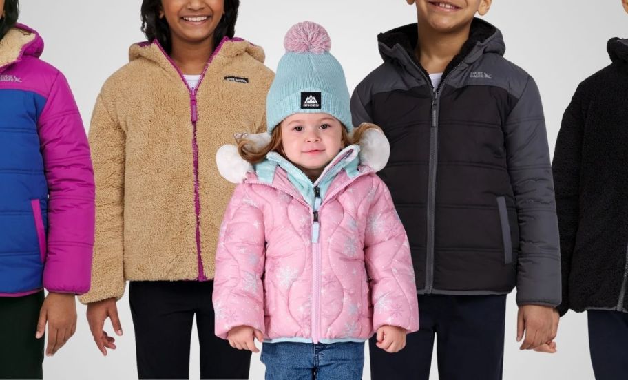 5 kids wearing coats