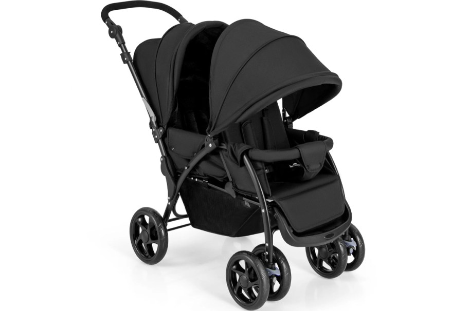 black double costway stroller 