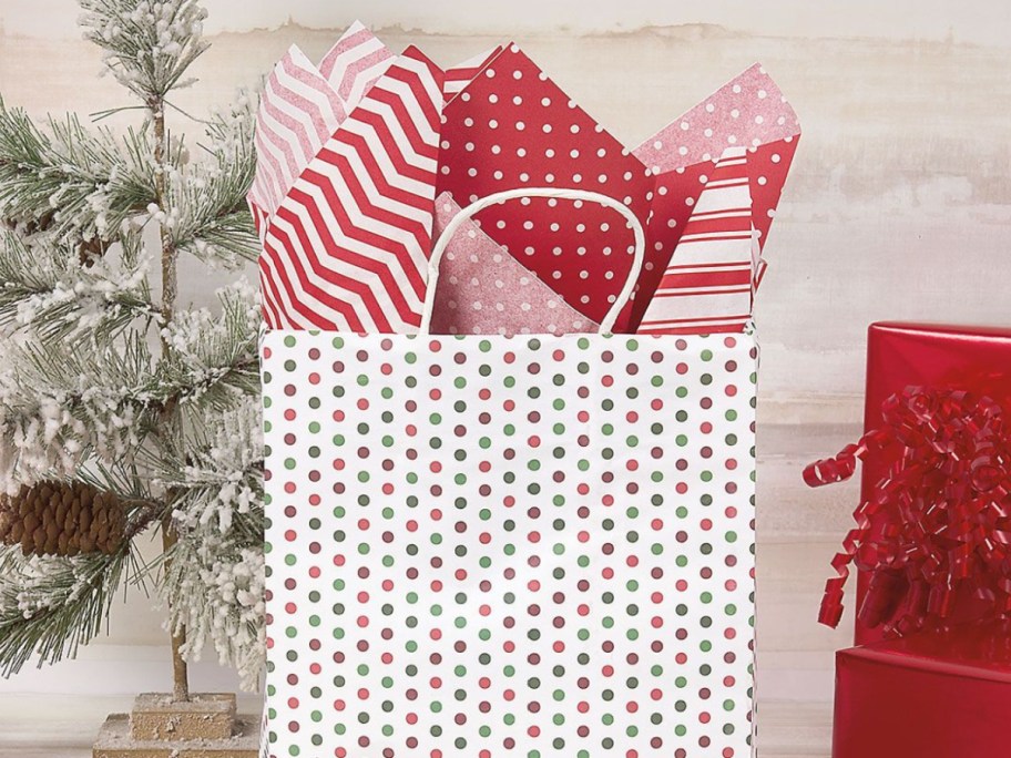 tissue paper sticking out of box