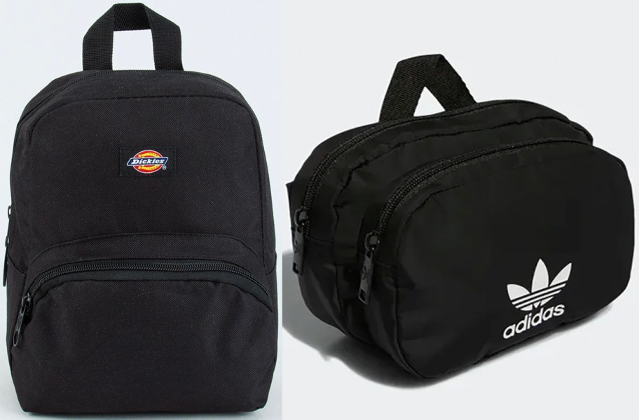 black dickies mini backpack and adidas wasitpack