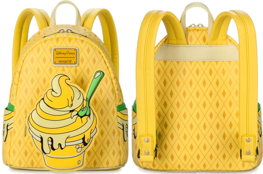 front and back image of pineapple loungefly backpack 