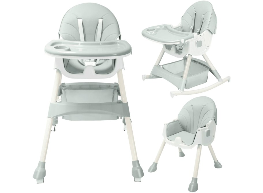 light green and white convertible high chair