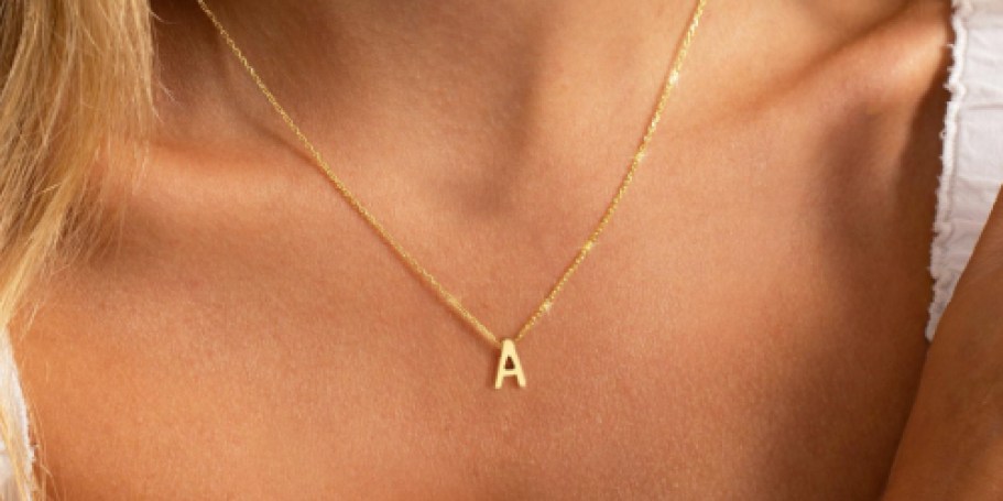 Gold Plated 18K Initial Necklace w/ Gift Box Only $4.99 on Amazon